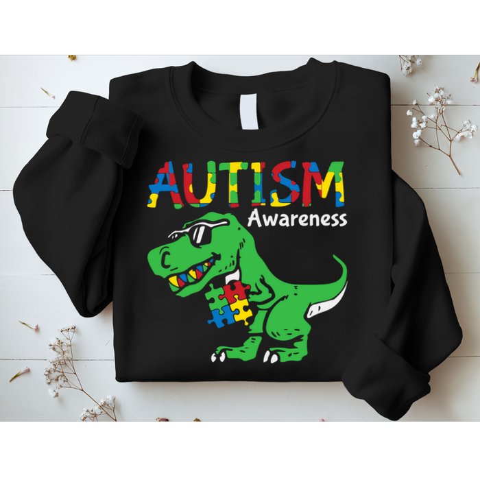 Autism Awareness Dinosaur Autism Heart Puzzle Sweatshirt