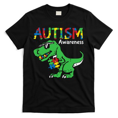 Autism Awareness Dinosaur Autism Heart Puzzle T-Shirt