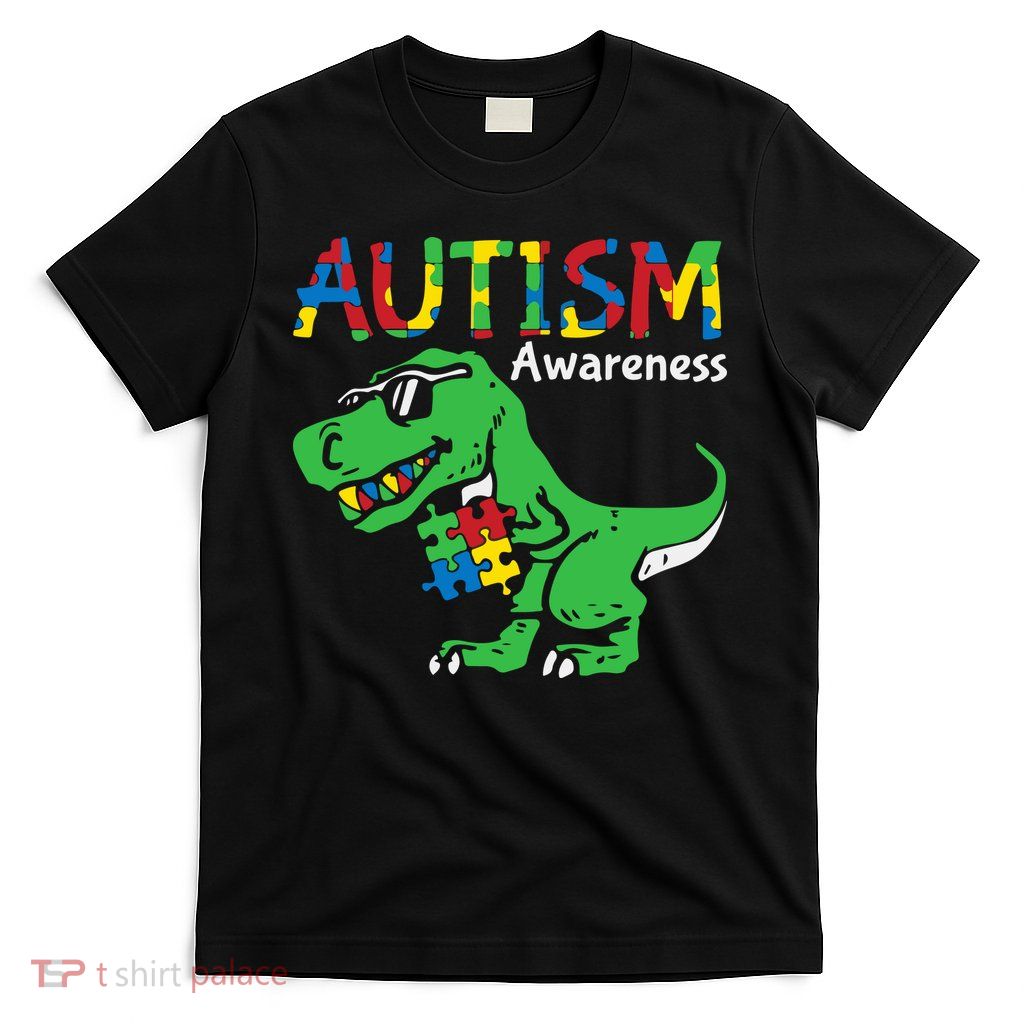 Autism Awareness Dinosaur Autism Heart Puzzle T-Shirt