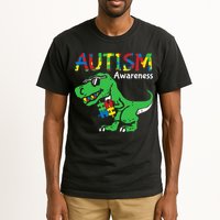 Autism Awareness Dinosaur Autism Heart Puzzle Tall T-Shirt
