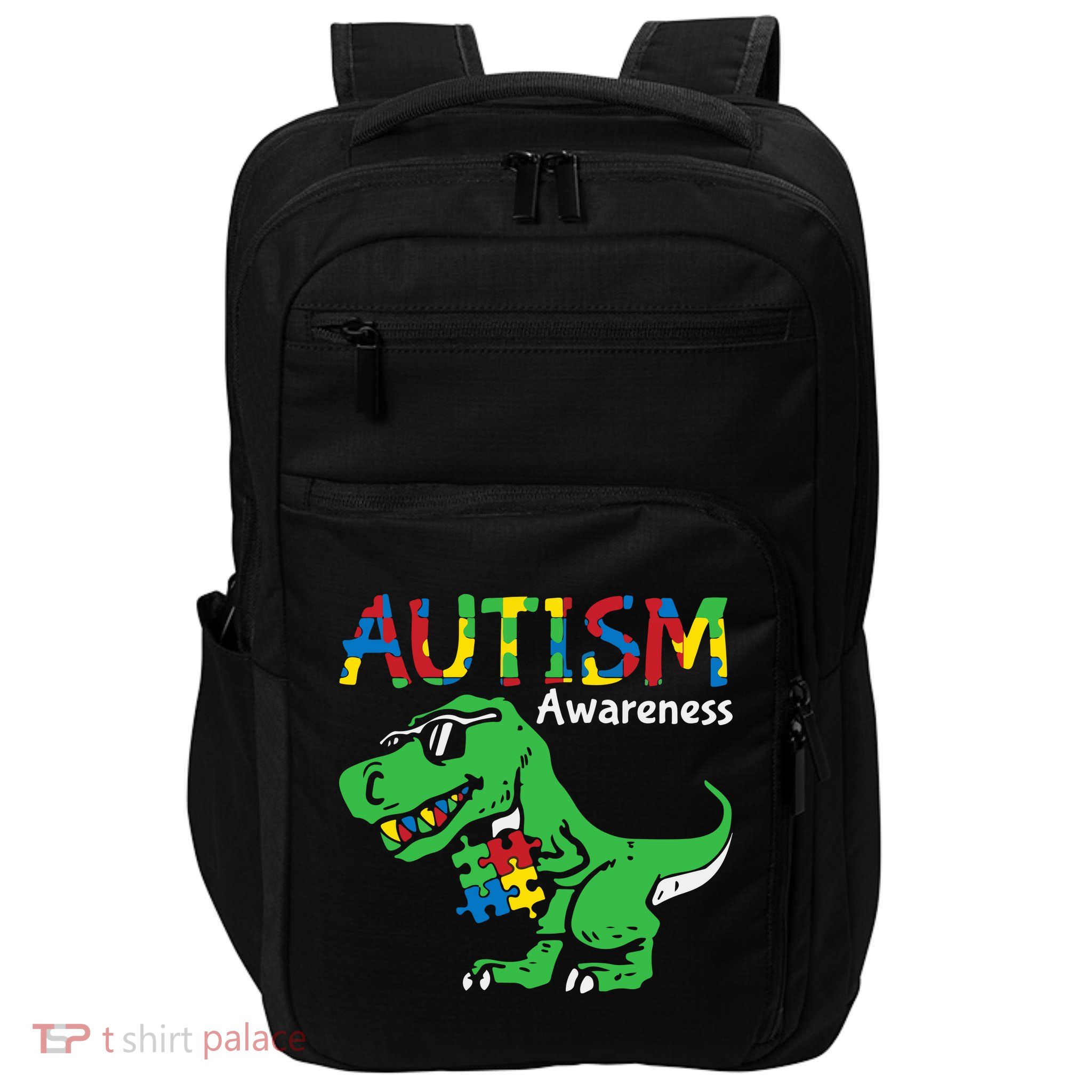 Autism Awareness Dinosaur Autism Heart Puzzle Impact Tech Backpack