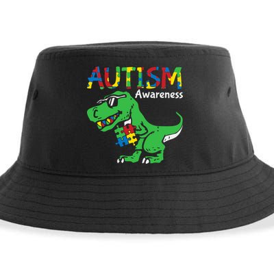 Autism Awareness Dinosaur Autism Heart Puzzle Sustainable Bucket Hat