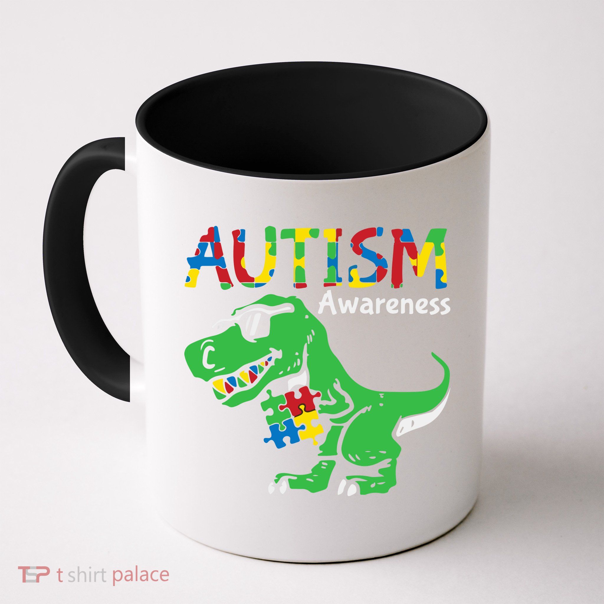 Autism Awareness Dinosaur Autism Heart Puzzle Mug
