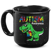 Autism Awareness Dinosaur Autism Heart Puzzle 15oz Campfire Ceramic Mug