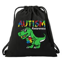 Autism Awareness Dinosaur Autism Heart Puzzle Drawstring Bag