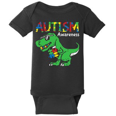 Autism Awareness Dinosaur Autism Heart Puzzle Baby Bodysuit