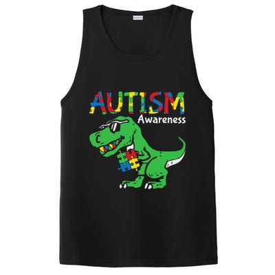 Autism Awareness Dinosaur Autism Heart Puzzle PosiCharge Competitor Tank