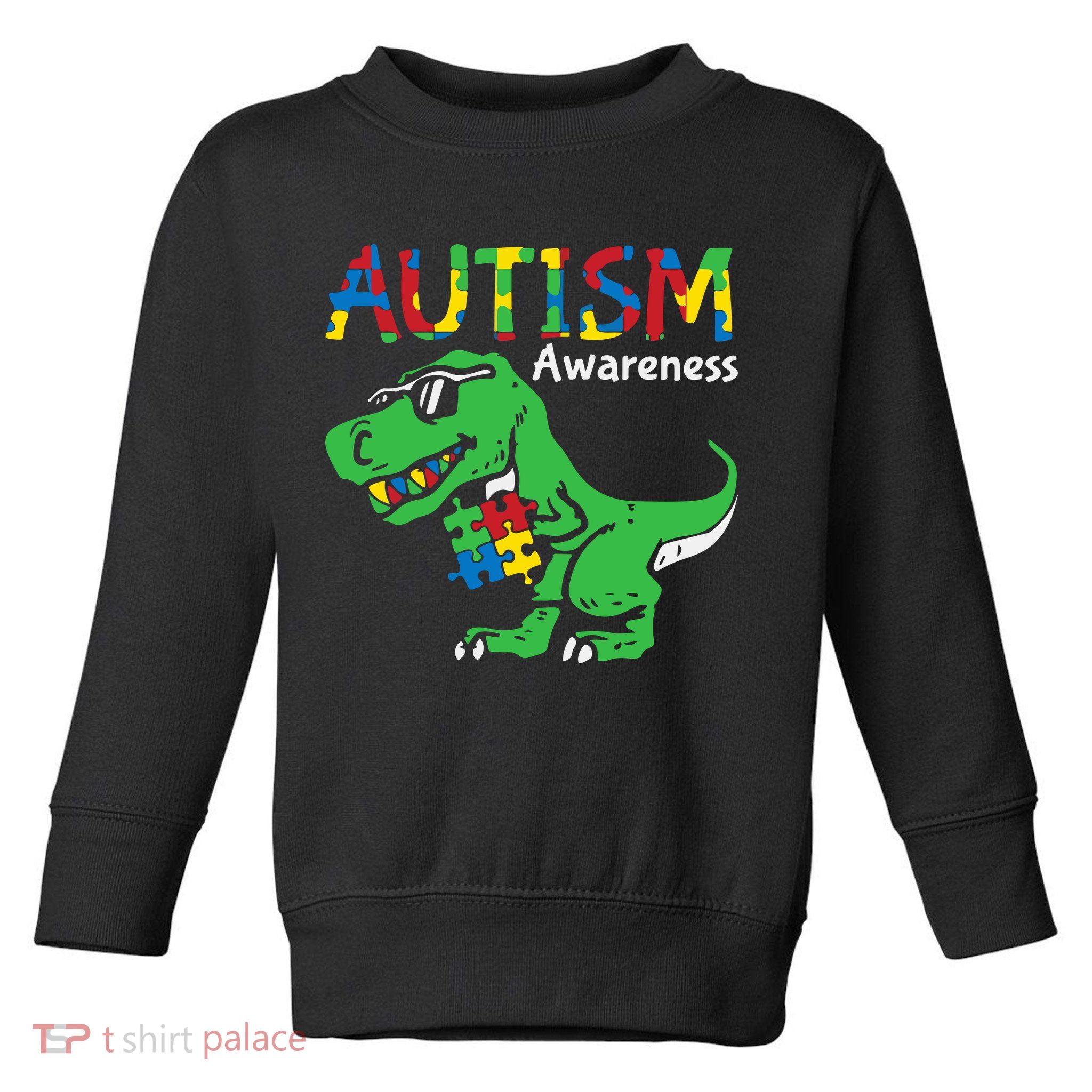 Autism Awareness Dinosaur Autism Heart Puzzle Toddler Sweatshirt