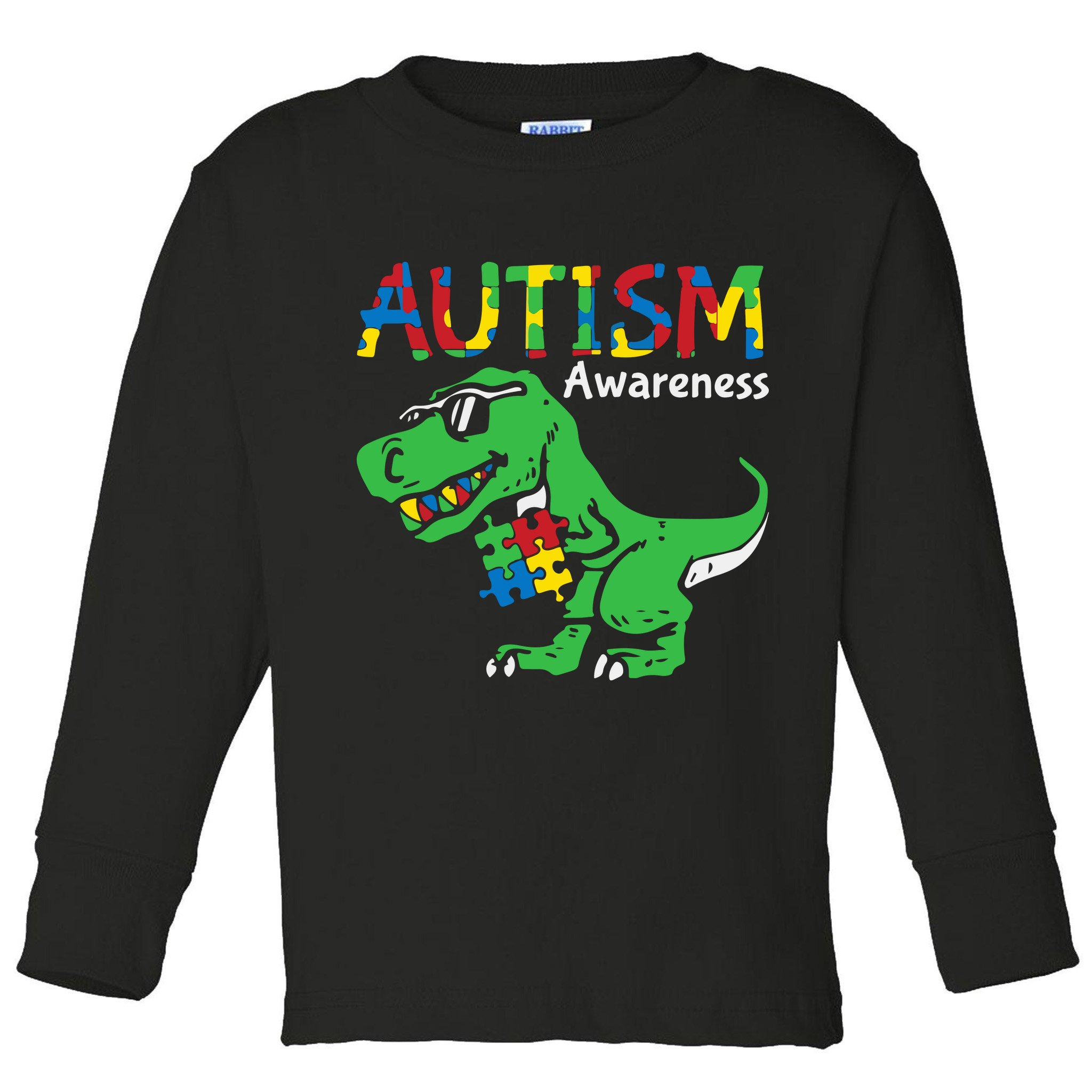 Autism Awareness Dinosaur Autism Heart Puzzle Toddler Long Sleeve Shirt