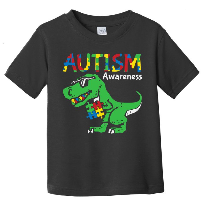Autism Awareness Dinosaur Autism Heart Puzzle Toddler T-Shirt