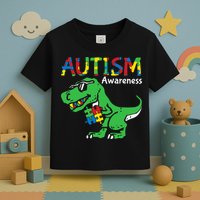 Autism Awareness Dinosaur Autism Heart Puzzle Toddler T-Shirt