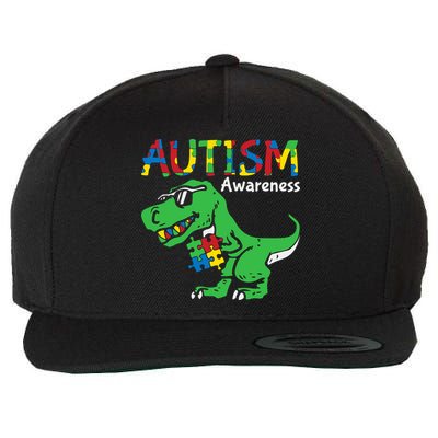 Autism Awareness Dinosaur Autism Heart Puzzle Wool Snapback Cap