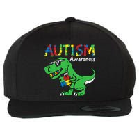 Autism Awareness Dinosaur Autism Heart Puzzle Wool Snapback Cap