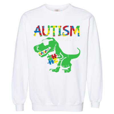 Autism Awareness Dinosaur Autism Heart Puzzle Garment-Dyed Sweatshirt