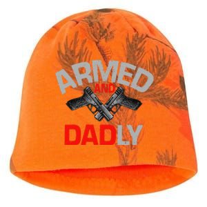 Armed And Dadly Funny Deadly Father Gift For Fathers Day Funny Kati - Camo Knit Beanie