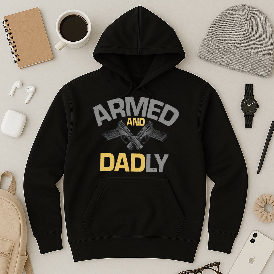 Armed And Dadly Funny Deadly Father Gift For Fathers Day Hoodie