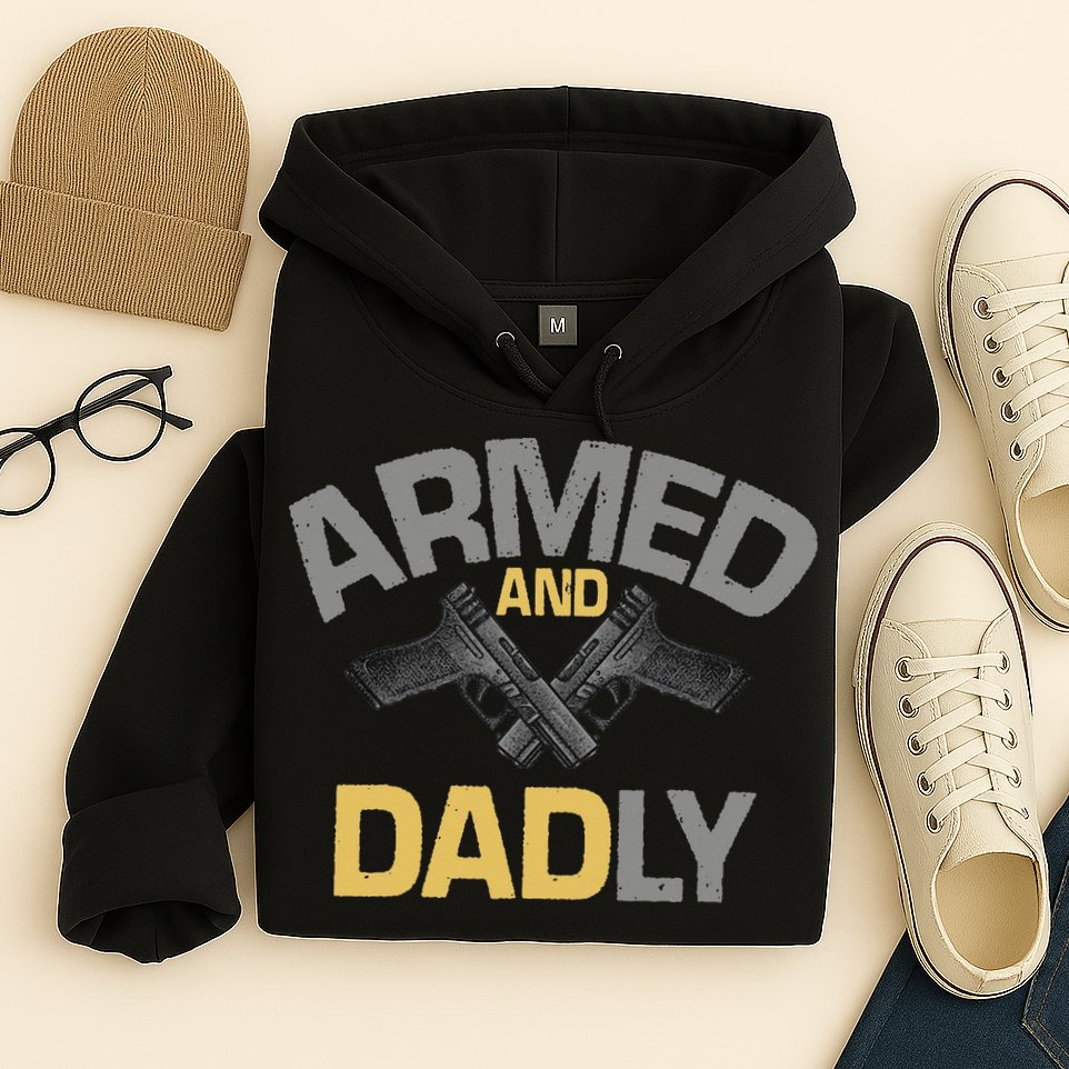 Armed And Dadly Funny Deadly Father Gift For Fathers Day Hoodie