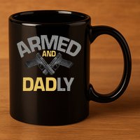 Armed And Dadly Funny Deadly Father Gift For Fathers Day 11oz C Handle Ceramic Mug