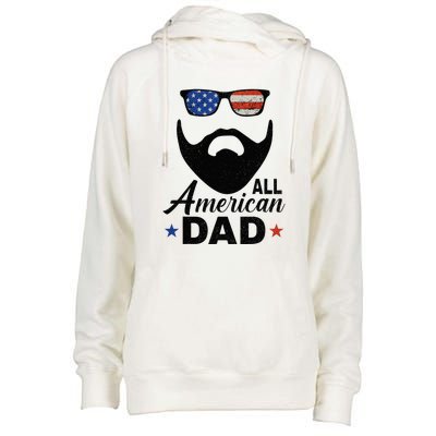 All American Dad Bearded Fathers Day Womens Funnel Neck Pullover Hood