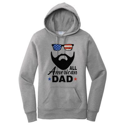 All American Dad Bearded Fathers Day Women's Pullover Hoodie