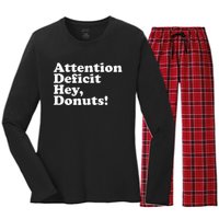 Adhd Attention Deficit Hey Donuts! Lt Women's Long Sleeve Flannel Pajama Set 