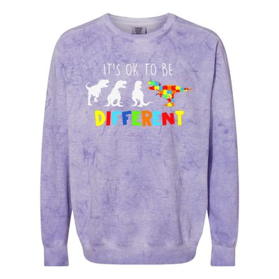 Autism Awareness Dinosaur Boys Its Ok To Be Different Colorblast Crewneck Sweatshirt