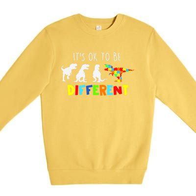 Autism Awareness Dinosaur Boys Its Ok To Be Different Premium Crewneck Sweatshirt