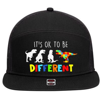 Autism Awareness Dinosaur Boys Its Ok To Be Different 7 Panel Mesh Trucker Snapback Hat