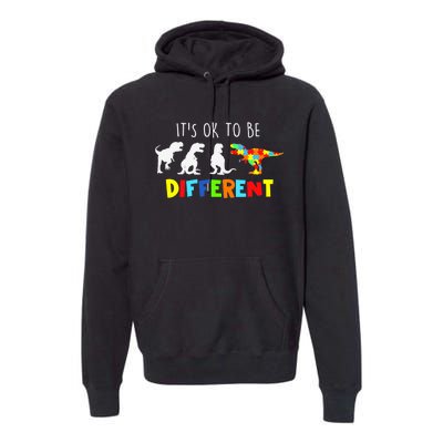 Autism Awareness Dinosaur Boys Its Ok To Be Different Premium Hoodie