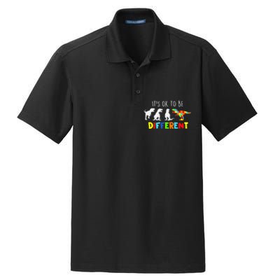 Autism Awareness Dinosaur Boys Its Ok To Be Different Dry Zone Grid Polo