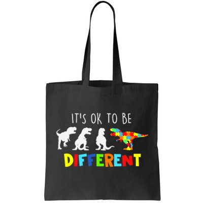 Autism Awareness Dinosaur Boys Its Ok To Be Different Tote Bag