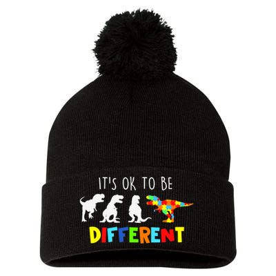 Autism Awareness Dinosaur Boys Its Ok To Be Different Pom Pom 12in Knit Beanie