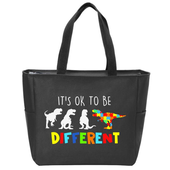 Autism Awareness Dinosaur Boys Its Ok To Be Different Zip Tote Bag