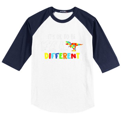 Autism Awareness Dinosaur Boys Its Ok To Be Different Baseball Sleeve Shirt