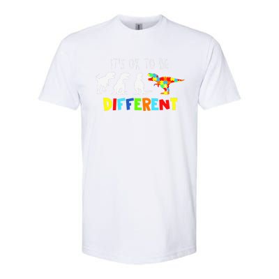 Autism Awareness Dinosaur Boys Its Ok To Be Different Softstyle CVC T-Shirt