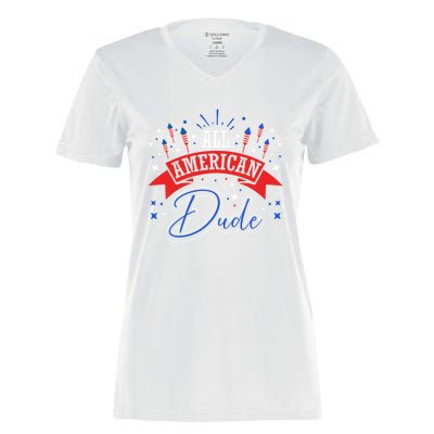 All American Dude 4th Of July Firecracker Independence Day Gift Women's Momentum V-Neck T-Shirt