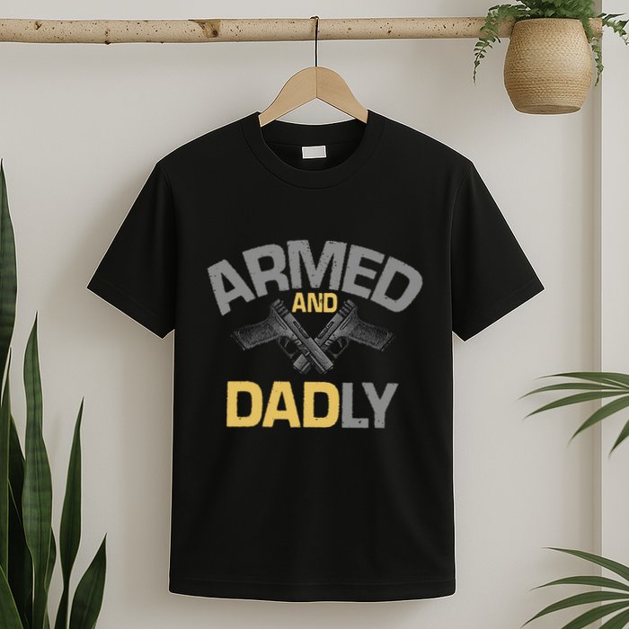 Armed And Dadly Deadly Father For Fathers Day T-Shirt