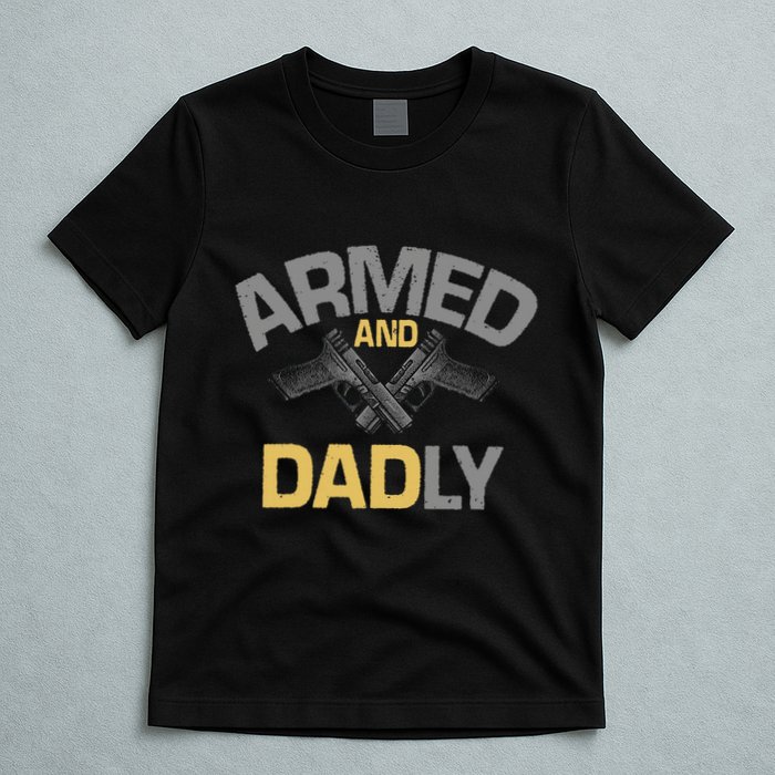 Armed And Dadly Deadly Father For Fathers Day T-Shirt