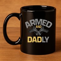 Armed And Dadly Deadly Father For Fathers Day 11oz C Handle Ceramic Mug