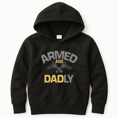 Armed And Dadly Deadly Father For Fathers Day Kids Hoodie