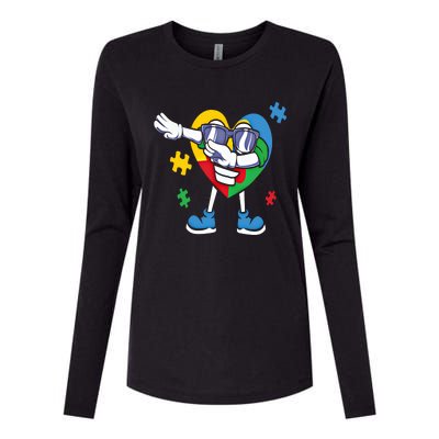 Autism Awareness Dabbing Puzzle Cool Gift Womens Cotton Relaxed Long Sleeve T-Shirt