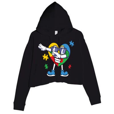 Autism Awareness Dabbing Puzzle Cool Gift Crop Fleece Hoodie