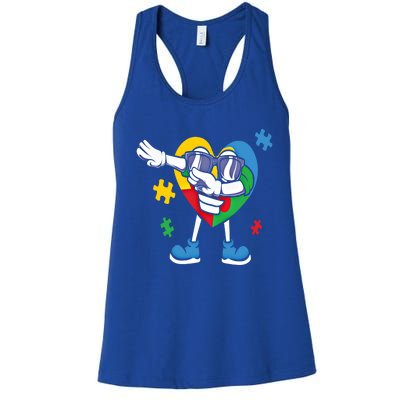 Autism Awareness Dabbing Puzzle Cool Gift Women's Racerback Tank