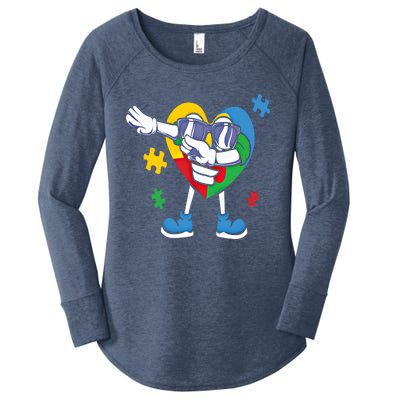 Autism Awareness Dabbing Puzzle Cool Gift Women's Perfect Tri Tunic Long Sleeve Shirt