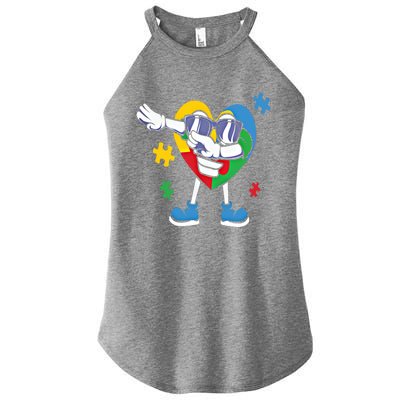 Autism Awareness Dabbing Puzzle Cool Gift Women's Perfect Tri Rocker Tank