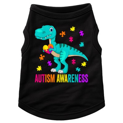 Autism Awareness Dinosaur Colorful Autism Puzzle Pieces Doggie Tank