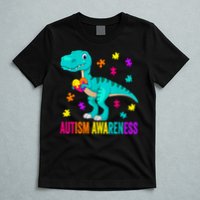 Autism Awareness Dinosaur Colorful Autism Puzzle Pieces T-Shirt