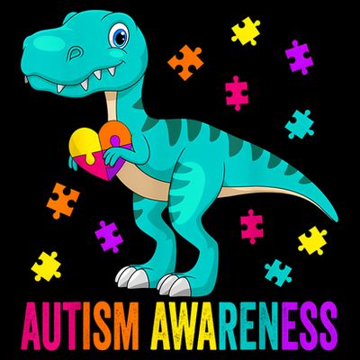 Autism Awareness Dinosaur Colorful Autism Puzzle Pieces T-Shirt