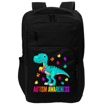 Autism Awareness Dinosaur Colorful Autism Puzzle Pieces Impact Tech Backpack