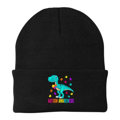 Autism Awareness Dinosaur Colorful Autism Puzzle Pieces Beanie